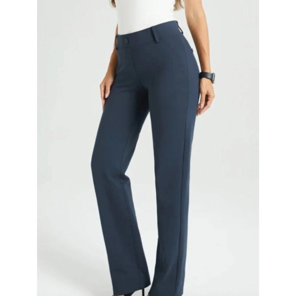 Betabrand Navy  Yoga Dress Pants Straight Leg Business Casual Workwear Comfort